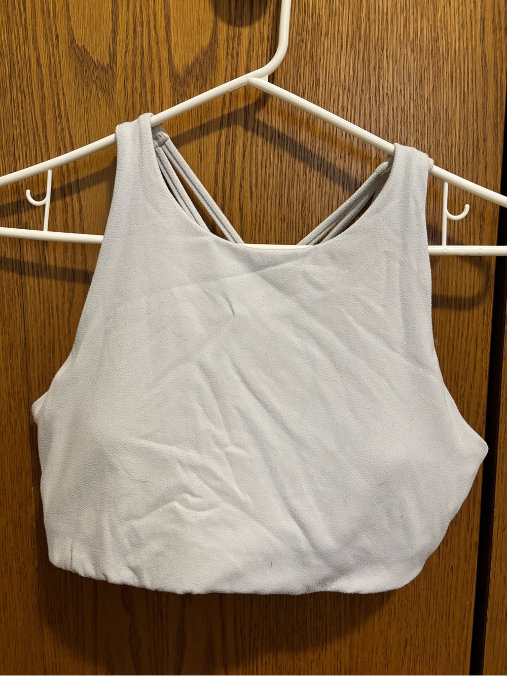 Athleta Light Gray Cropped Sports Bra with Strappy Back